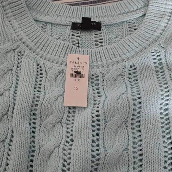 Talbots Light Blue Cable Knit Sweater - Picture 2 of 3